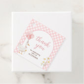 Gingham Gekke Goose Birthday Party Square Bedankjes Labels (In situ)
