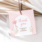 Gingham Gekke Goose Birthday Party Square Bedankjes Labels