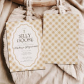 Gingham Gekke Goose Plaid Baby shower Invitation Kaart