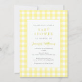 Gingham gele baby shower uitnodiging (Voorkant)