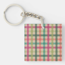 Gingham & Geometrische Bloemenpatroon Acryl Sleute Sleutelhanger