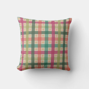Gingham & geometrische bloemenpatroon Worp kussen