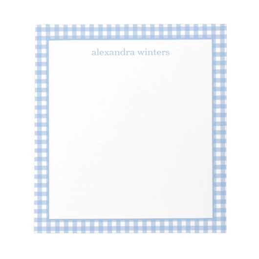 Gingham Gepersonaliseerd Notitieblok (Voorkant)