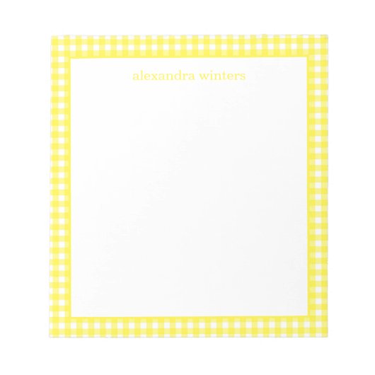 Gingham Gepersonaliseerd Notitieblok (Voorkant)