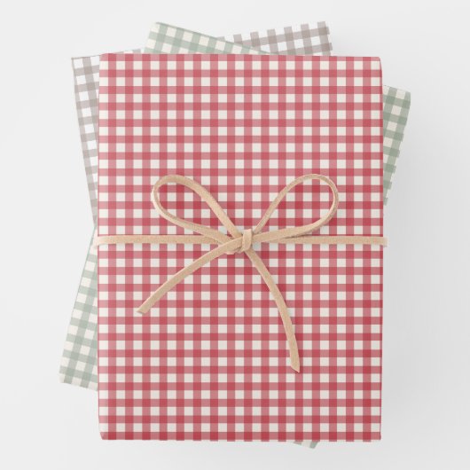  Gingham Gepersonaliseerde Kerst Inpakpapier Vel (In situ)
