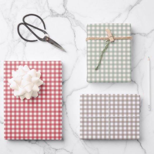  Gingham Gepersonaliseerde Kerst Inpakpapier Vel (Voorkant)