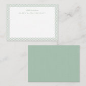 Gingham gepersonaliseerde kinder groene briefkaart (Voorkant / Achterkant)
