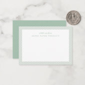 Gingham gepersonaliseerde kinder groene briefkaart (Voorkant / Achterkant in situ)