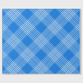 Gingham Geruit Blauw en Wit Wrapping Papier (Vlak)
