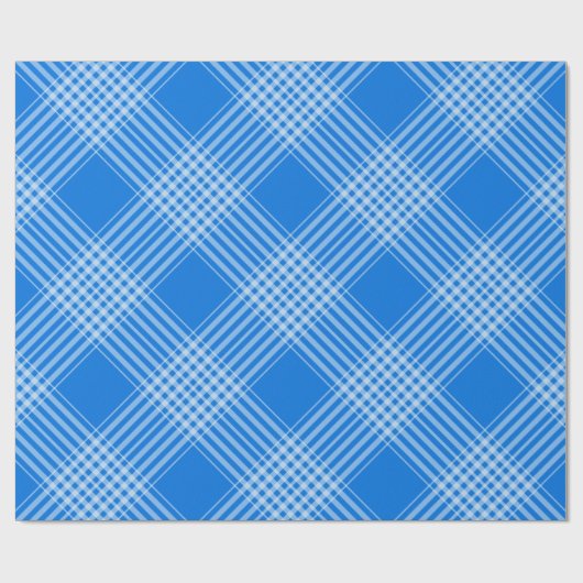 Gingham Geruit Blauw en Wit Wrapping Papier (Vlak)