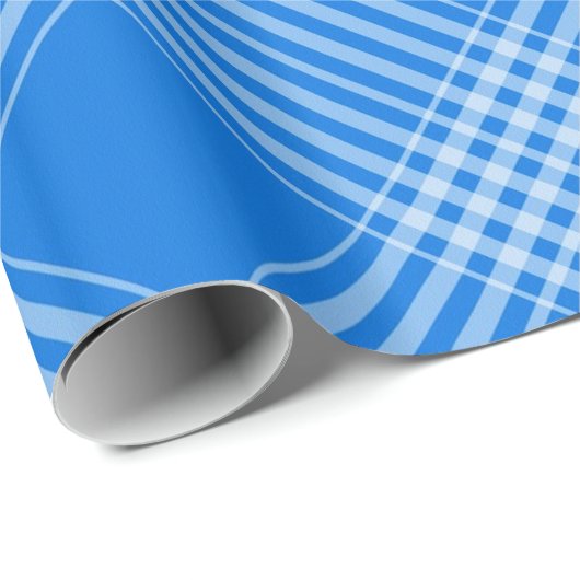 Gingham Geruit Blauw en Wit Wrapping Papier (Rol Hoek)