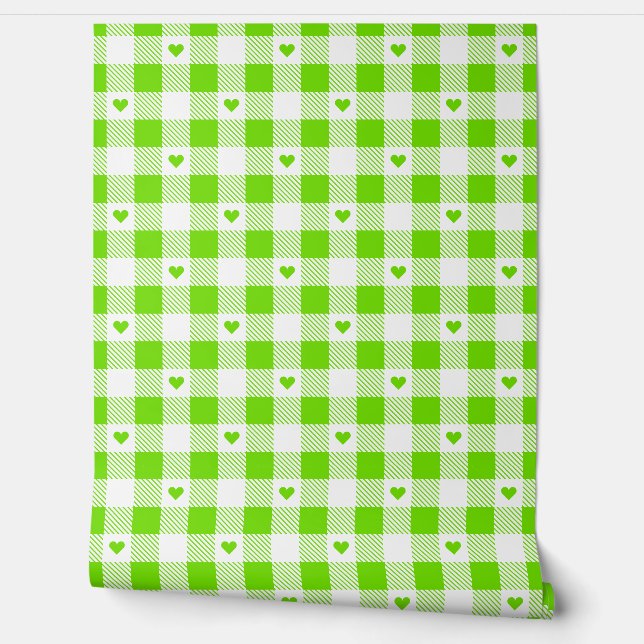 Gingham geruit patroon hart plaids behang (Afrollen)