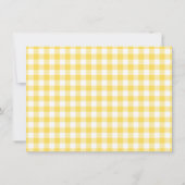 Gingham geruite gele platte kaart notitiekaartje (Achterkant)