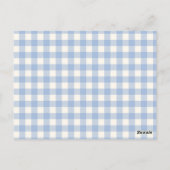 Gingham geruite hond Baby Shower bedankbriefje Briefkaart (Achterkant)