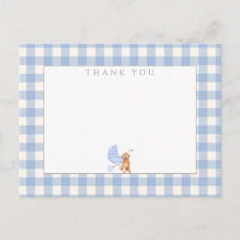 Gingham geruite hond Baby Shower bedankbriefje Briefkaart