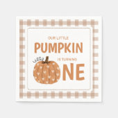 Gingham geruite kleine pompoen papieren servetten (Voorkant)