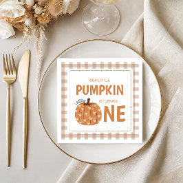 Gingham geruite kleine pompoen papieren servetten