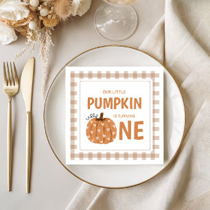 Gingham geruite kleine pompoen papieren servetten