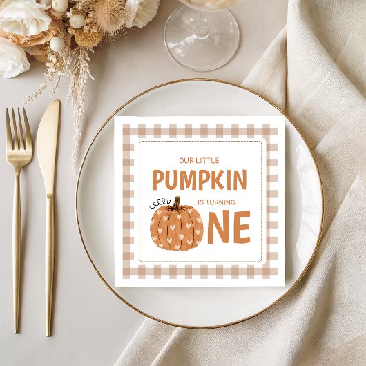 Gingham geruite kleine pompoen papieren servetten