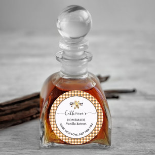 Gingham geruite label voor zelfgemaakte vanille-ex