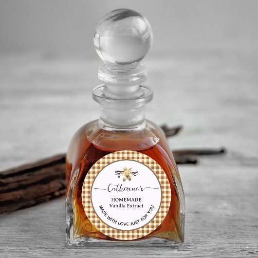 Gingham geruite label voor zelfgemaakte vanille-ex
