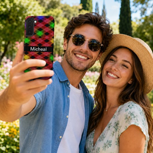 Gingham geruite multikleurige patroon aangepaste n samsung galaxy hoesje