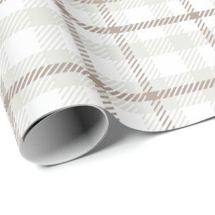Gingham geruite neutrale koffie latte strepen cadeaupapier