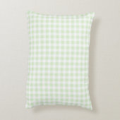 Gingham geruite pastel mintgroene & witte monogram accent kussen (Achterkant (Verticaal))