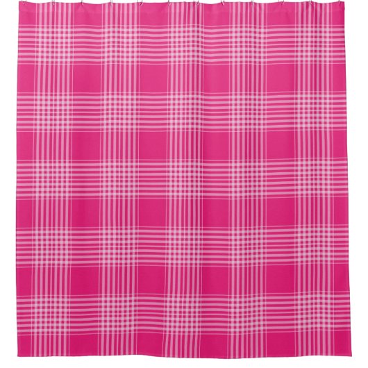 Gingham Geruite Roze en Witte Douchegordijn (Voorkant)