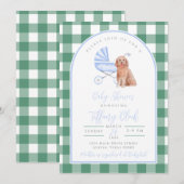 Gingham geruite uitnodiging voor baby shower voor  (Voorkant / Achterkant)