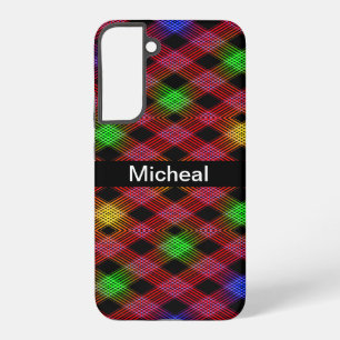 Gingham geruite veelkleurige patroon aangepaste na samsung galaxy hoesje
