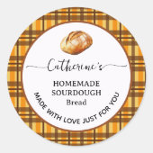 Gingham geruite zelfgemaakte zuurdesembrood label (Voorkant)