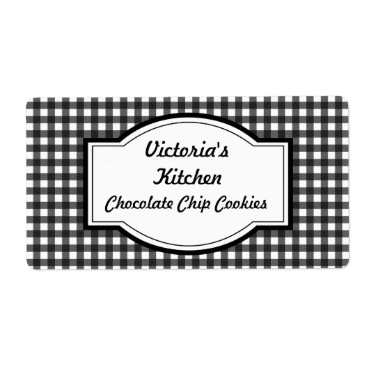 Gingham Gift Labels Gepersonaliseerde Keukenetiket (Voorkant)