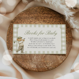 Gingham Golf Baby Shower Boeken Voor Baby Informatiekaartje