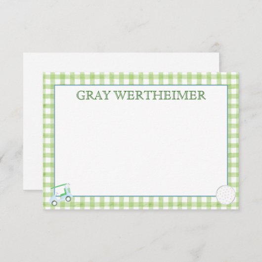 Gingham Golf Stationery Bedankkaart (Voorkant / Achterkant)