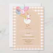 Gingham Goose 3rd Birthday Invitation Kaart (Voorkant)