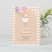 Gingham Goose 3rd Birthday Invitation Kaart (Staand voorkant)
