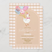 Gingham Goose 3rd Birthday Invitation Kaart (Voorkant / Achterkant)