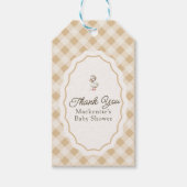 Gingham Goose Baby Shower Bedankkaartje Cadeaulabel (Voorkant)