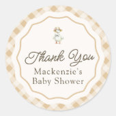 Gingham Goose Baby shower Dank u Sticker (Voorkant)