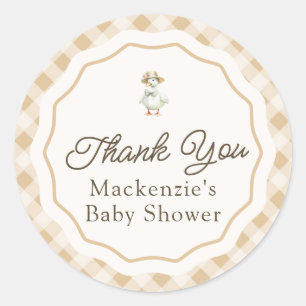 Gingham Goose Baby shower Dank u Sticker