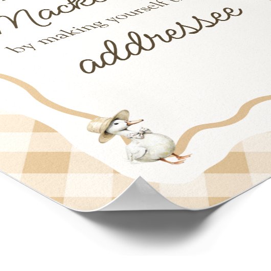Gingham Goose Baby shower Envelope Station Sign Poster (Hoek)
