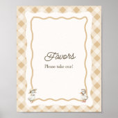Gingham Goose Baby shower Favors Sign Poster (Voorkant)