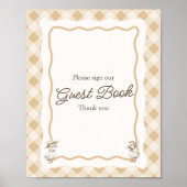 Gingham Goose Baby shower Guest Book Sign Poster (Voorkant)