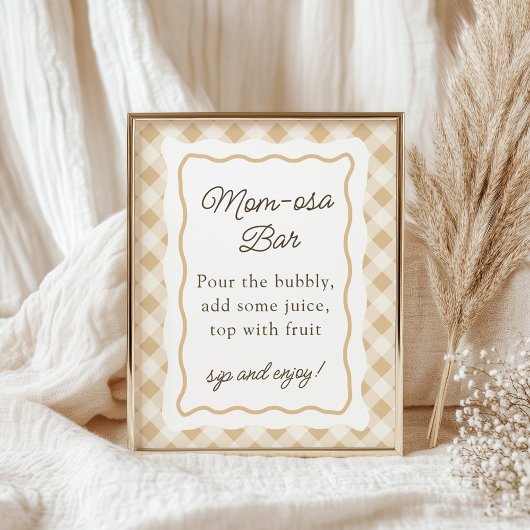 Gingham Goose Baby shower Mimosa Bar Sign Poster