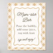 Gingham Goose Baby shower Mimosa Bar Sign Poster (Voorkant)
