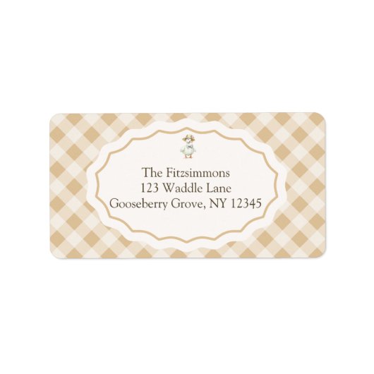 Gingham Goose Baby shower Retour Adreslabel Etiket (Voorkant)