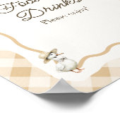Gingham Goose Baby shower Voedsel & Drinken Teken Poster (Hoek)