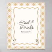 Gingham Goose Baby shower Voedsel & Drinken Teken Poster (Voorkant)