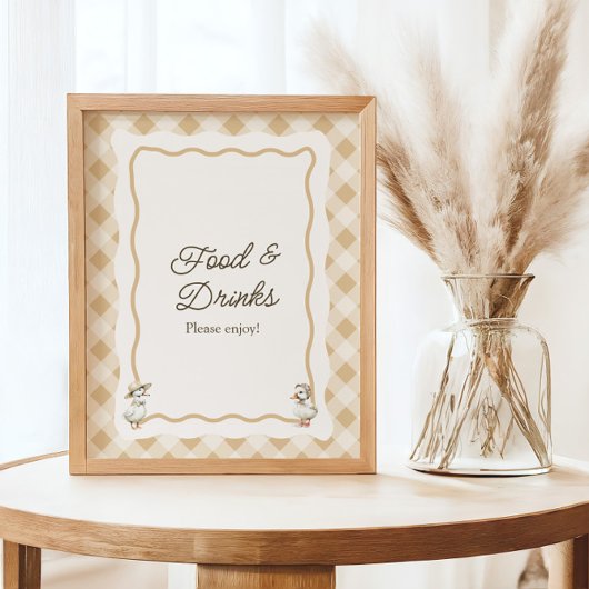 Gingham Goose Baby shower Voedsel & Drinken Teken Poster